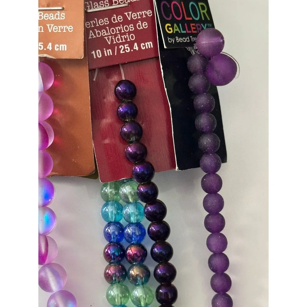 Bead Landing & Bead Treasures Glass Acrylic Beads Lot Purple Blue Iridescent 4ct